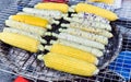 Organic grilled corn sale on street market