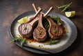 Organic Grilled Lamb Chops with Garlic and Lime Royalty Free Stock Photo