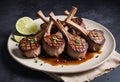 Organic Grilled Lamb Chops with Garlic and Lime Royalty Free Stock Photo