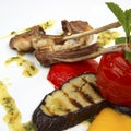 Organic grilled lamb chops with grilled vegetables Royalty Free Stock Photo