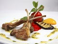 Organic grilled lamb chops with grilled vegetables Royalty Free Stock Photo