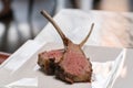 Organic Grilled Lamb Chops on white plate Royalty Free Stock Photo