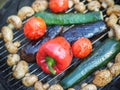 Organic Grilled Vegetable with peppers, mushrooms, zucchini and onions Royalty Free Stock Photo