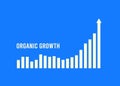 Organic growth marketing concept illustration with slowly rising volatile chart that will rise to new highs at the end
