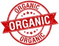 Organic grunge retro red ribbon stamp