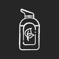 Organic hand sanitizer chalk white icon on black background