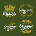 Organic hand written lettering logos, labels, badges or emblems for natural fresh products. Royalty Free Stock Photo