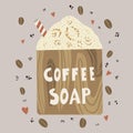 Organic handmade cold process coffee soap bar.