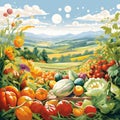 Organic Harvest - Exquisite Impressionism Illustration