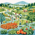 Organic Harvest - Exquisite Impressionism Illustration