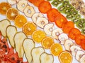 Organic Healthy Assorted Dried Fruit Mix close up. Dried fruit snacks background Royalty Free Stock Photo