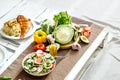 Organic healthy food on the dining table Royalty Free Stock Photo