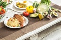 Organic healthy food on the dining table Royalty Free Stock Photo