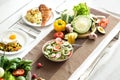 Organic healthy food on the dining table Royalty Free Stock Photo