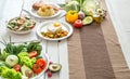 Organic healthy food on the dining table Royalty Free Stock Photo