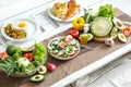 Organic healthy food on the dining table Royalty Free Stock Photo