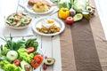 Organic healthy food on the dining table Royalty Free Stock Photo