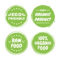 Organic healthy vegan food labels. Natural, fresh, organic food stickers collection. Vector graphic design Royalty Free Stock Photo