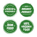 Organic healthy vegan food labels. Natural, fresh, organic food stickers collection. Vector graphic design Royalty Free Stock Photo