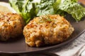 Organic Homemade Crab Cakes Royalty Free Stock Photo