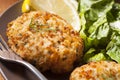 Organic Homemade Crab Cakes Royalty Free Stock Photo