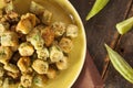 Organic Homemade Fried Green Okra Royalty Free Stock Photo