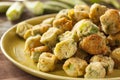 Organic Homemade Fried Green Okra Royalty Free Stock Photo