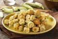 Organic Homemade Fried Green Okra Royalty Free Stock Photo