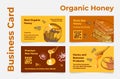 Organic honey business card set vector engraved illustration premium beeswax natural products