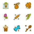 Organic honey icon set, hand drawn style Royalty Free Stock Photo