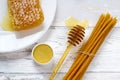 Organic honeycomb, honey lip balm and natural wax candles