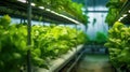 Organic hydroponic vegetable garden inside a warehouse. Salad vegetables. Soilless culture of vegetables. Plant factory. Lettuce Royalty Free Stock Photo