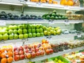 organic hydroponic vegetables fruits on a supermarket shelf