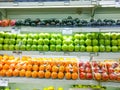 organic hydroponic vegetables fruits on a supermarket shelf