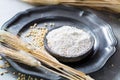 Organic ingredients for bread or pasta preparation - flour, wheat ears