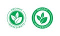 Organic ingredients green leaf vector label icon