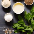 organic ingredients used for botanical medicines - bowls. AI Generated