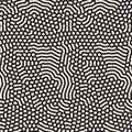 Organic Irregular Rounded Lines Vector Seamless Black and White Pattern.