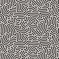 Organic Irregular Rounded Lines. Vector Seamless Black and White Pattern. Royalty Free Stock Photo
