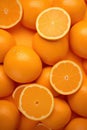 Organic Juicy Oranges on a Fresh Nature Background: Ripe Vitamin Burst in Closeup Citrus Slice, Bursting with Bright Royalty Free Stock Photo