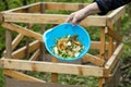 Organic kitchen waste gathered for composting