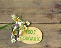 Organic label with daisies
