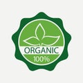 Organic label. Nature quality verified symbol with leaves. Vector.