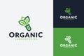 organic laboratories logo in line style with combination of plants and beakers Royalty Free Stock Photo