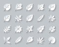 Organic Leaf simple paper cut icons vector set Royalty Free Stock Photo