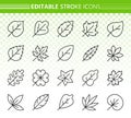 Organic Leaf simple black line icons vector set Royalty Free Stock Photo