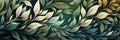 Organic Leafy Pattern In Earthy Green Tones