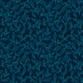 Organic leaves vector textured seamless pattern. Blue leaf background Royalty Free Stock Photo