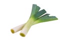 Organic leek isolated on white background,with clipping path. fresh leek cleaned and ready to be used in the kitchen Royalty Free Stock Photo