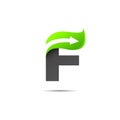 organic letter f logo with leaf and arrow logo